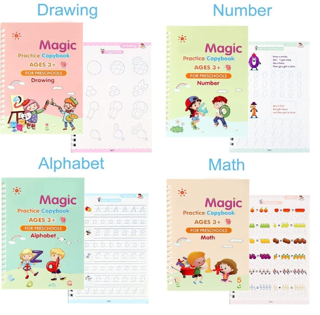 Magic Practice Copybook (4 BOOKS,1 PEN,1 GRIP,10 REFILL) – 50% OFF Today!