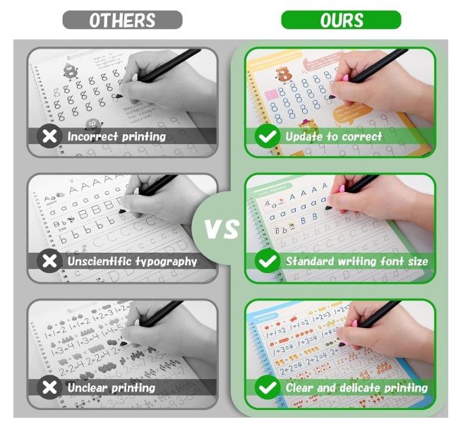 Magic Practice Copybook (4 BOOKS,1 PEN,1 GRIP,10 REFILL) – 50% OFF Today!